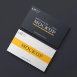 Top View Close-up Shot 2 Business Cards on Floor Mockup