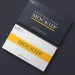 Top View Close-up Shot 2 Business Cards on Floor Mockup