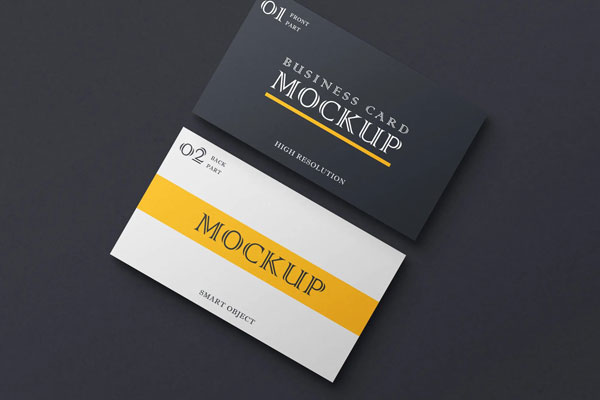 Top View Close-up Shot 2 Business Cards on Floor Mockup