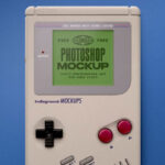 Top View Close-up Shot Gameboy on Floor Mockup