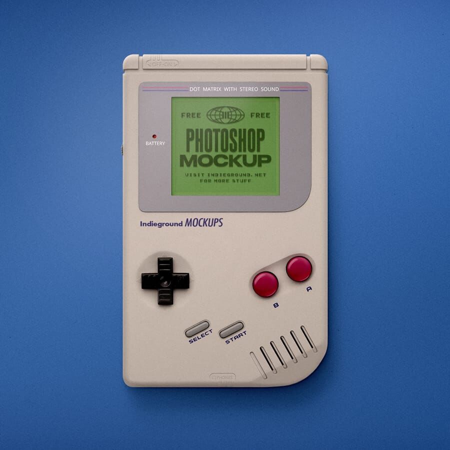 Top View Close-up Shot Gameboy on Floor Mockup