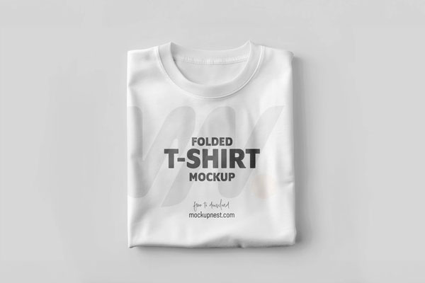 Top View Folded T-Shirt Mockup