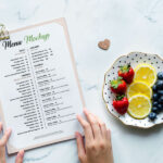 Top View Food Menu Mockup with Fruit Plate on Marble