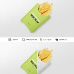 Top View French Fries Paper Box Laying Down Mockup