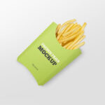 Top View French Fries Paper Box Laying Down Mockup