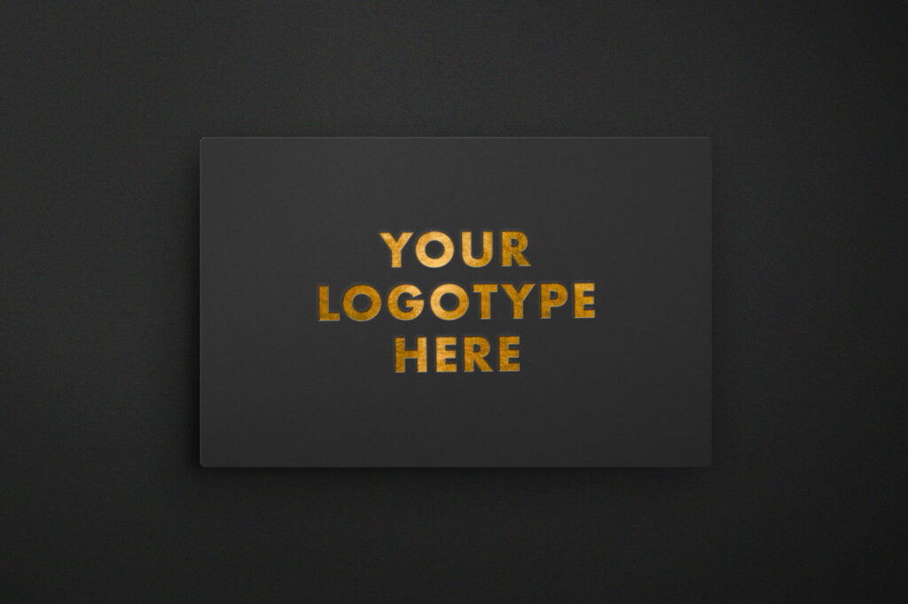 Top View Gold Foil Logo on Sheet of Card Mockup