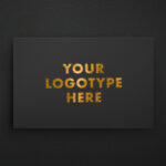 Top View Gold Foil Logo on Sheet of Card Mockup