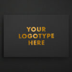 Top View Gold Foil Logo on Sheet of Card Mockup