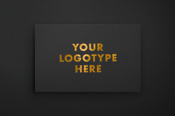 Top View Gold Foil Logo on Sheet of Card Mockup