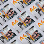 Top View Grid Style A4 Flyers on Floor Mockup