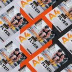 Top View Grid Style A4 Flyers on Floor Mockup