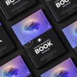 Top View Grid Style Hard Cover Book Mockup