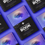 Top View Grid Style Hard Cover Book Mockup