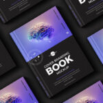 Top View Grid Style Hard Cover Book Mockup