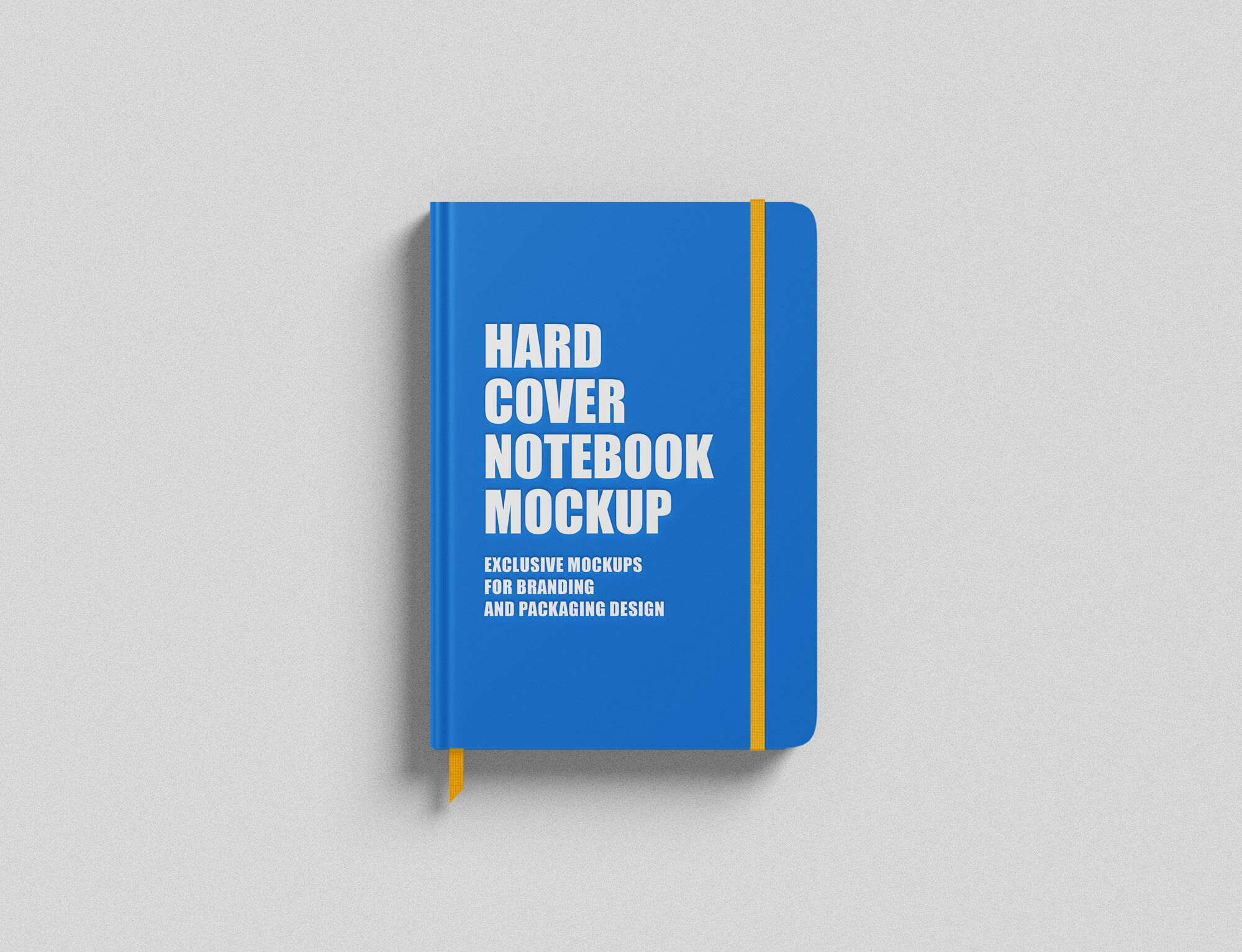 Top View Hardcover Notebook with Strap and Ribbon Bookmark Mockup FREE PSD