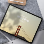 Top View iPad Pro Mockup with AirPod