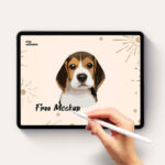 Top View iPad Pro with Hand Holding Pencil Mockup