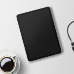 Top View iPad with Tea Cup and Camera Mockup