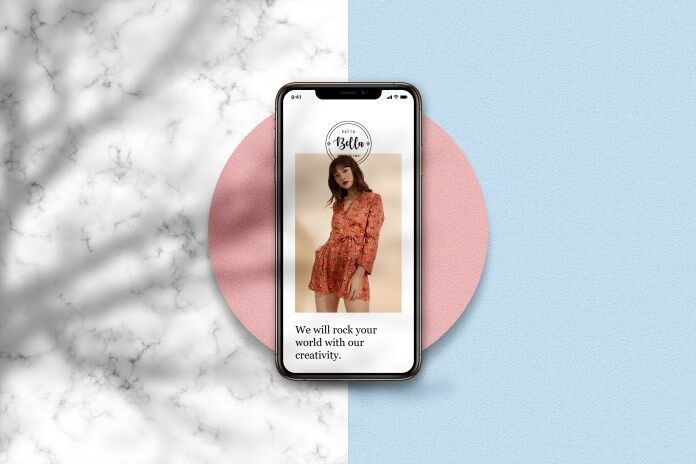 Top View iPhone XS on Floor Mockup Scene with Shadows