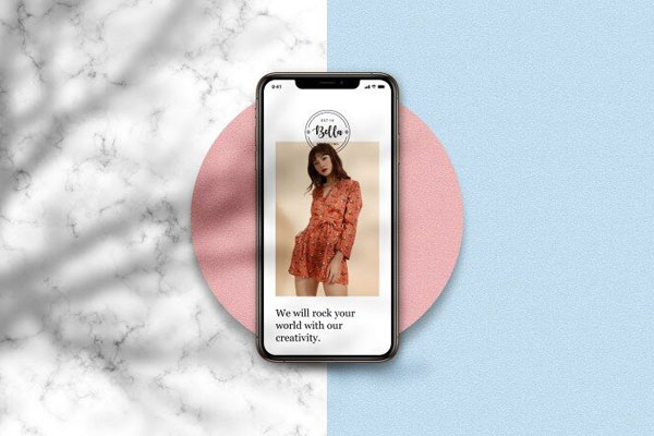 Top View iPhone XS on Floor Mockup Scene with Shadows