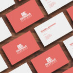 Top View Isometric Business Cards Mockup