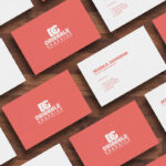 Top View Isometric Business Cards Mockup