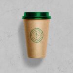 Top View Kraft Paper Coffee Cup on Marble Mockup