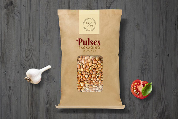 Top View Kraft Pouch Packaging Mockup