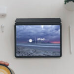 Top View Landscape iPad on Table Mockup