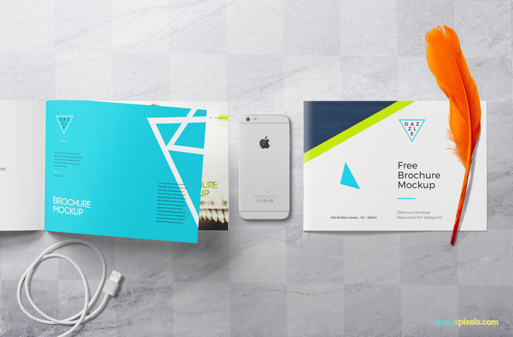 Top View Landscape Brochure Booklet Mockup