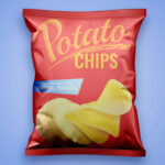 Top View Minimal Potato Chips Bag on Floor Mockup