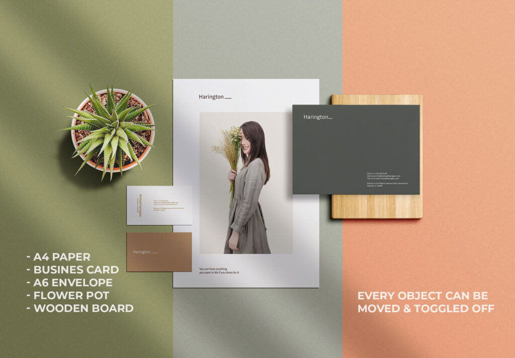Top View Minimal Stationery Branding Mockup