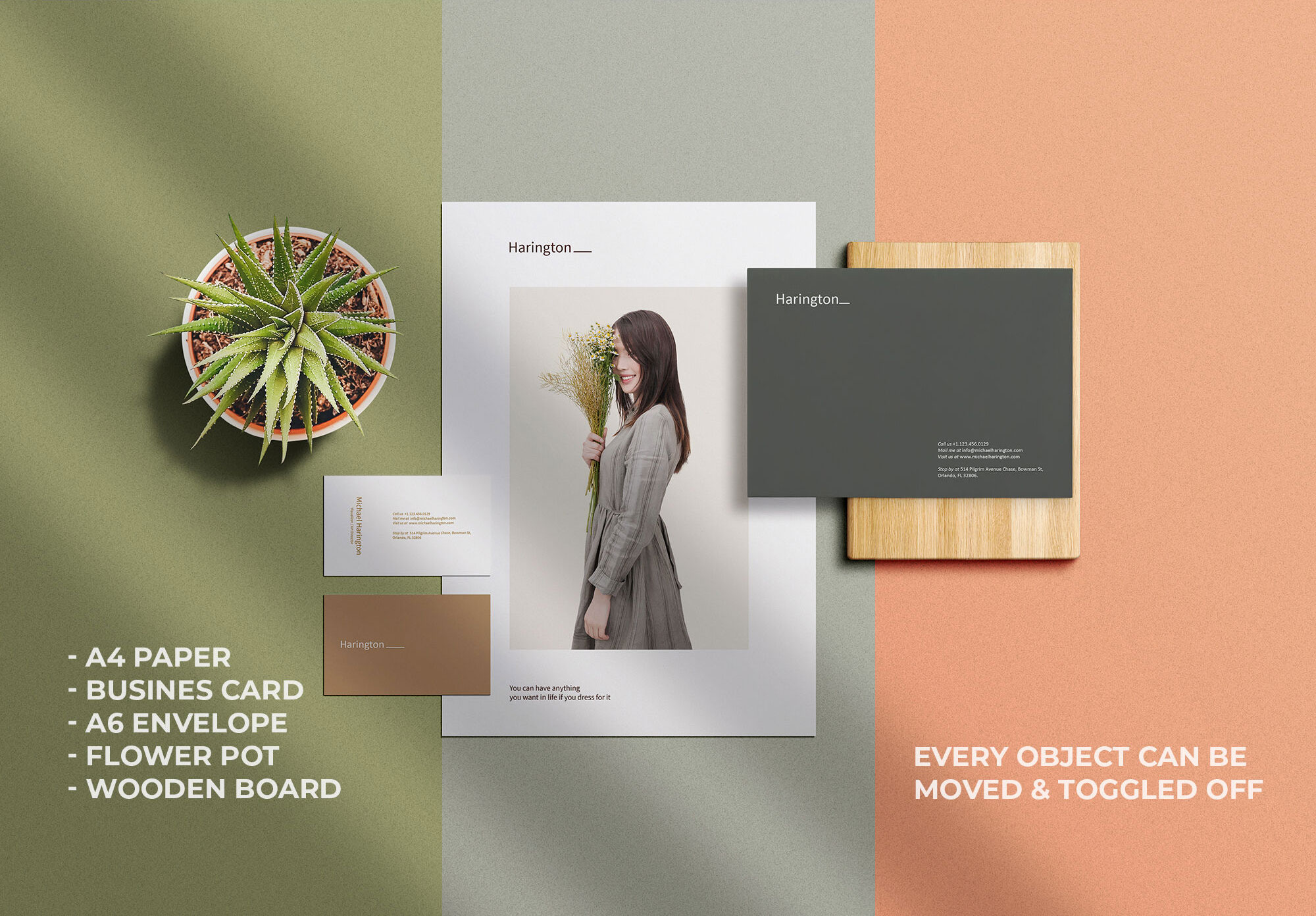 Top View Minimal Stationery Branding Mockup FREE PSD