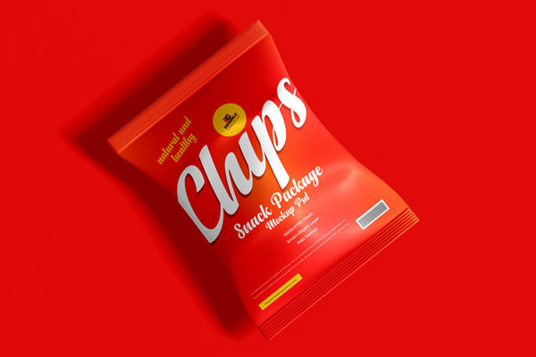 Top View Minimalistic Chips Package Laid Down on Floor Mockup