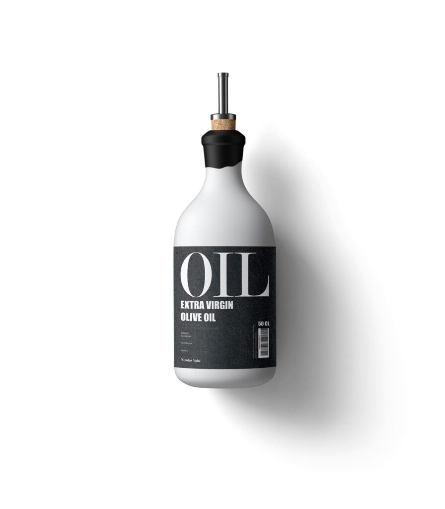 Top View Minimalistic Olive Oil Bottle Mockup