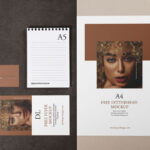 Top-View Minimalistic Stationery Set Mockup