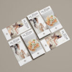 Top View Mockup Featuring 6 DL Flyers in Grid Style