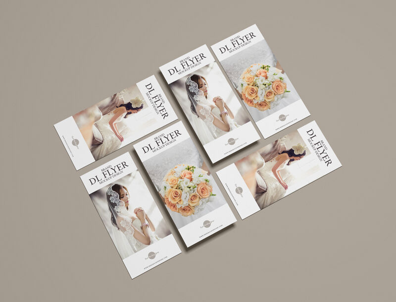 Top View Mockup Featuring 6 DL Flyers in Grid Style