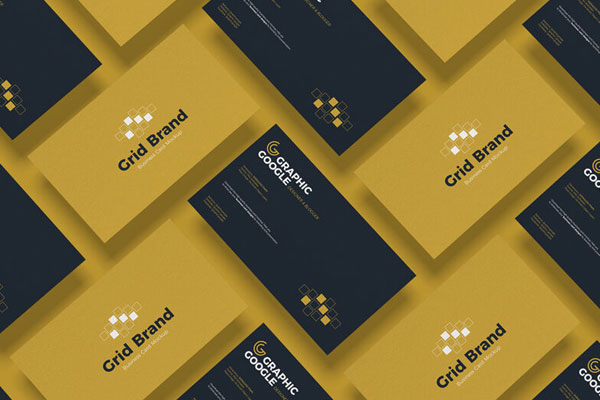 Top-view Mockup of Floating Business Cards in Grid
