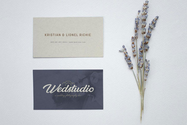 Top-View Mockup of Two Business Cards Laid Horizontally in a Column