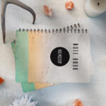 Top View Mockup Scene of Stack of Notebooks