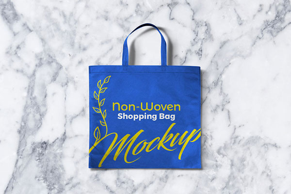 Top View Non Woven Square Shopping Bag Mockup