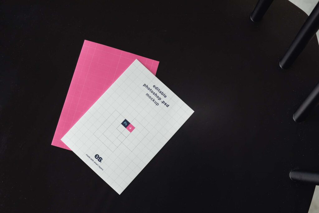 Top View of 2 A4 Letterhead Papers Mockup