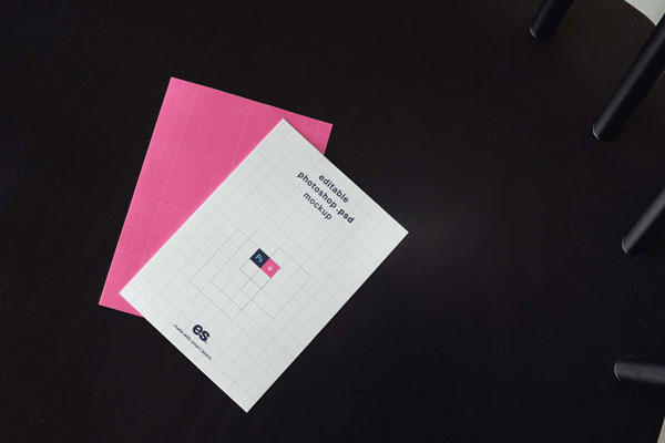 Top View of 2 A4 Letterhead Papers Mockup