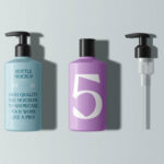 Top View of 2 Bottles on the Floor Mockup with Pump