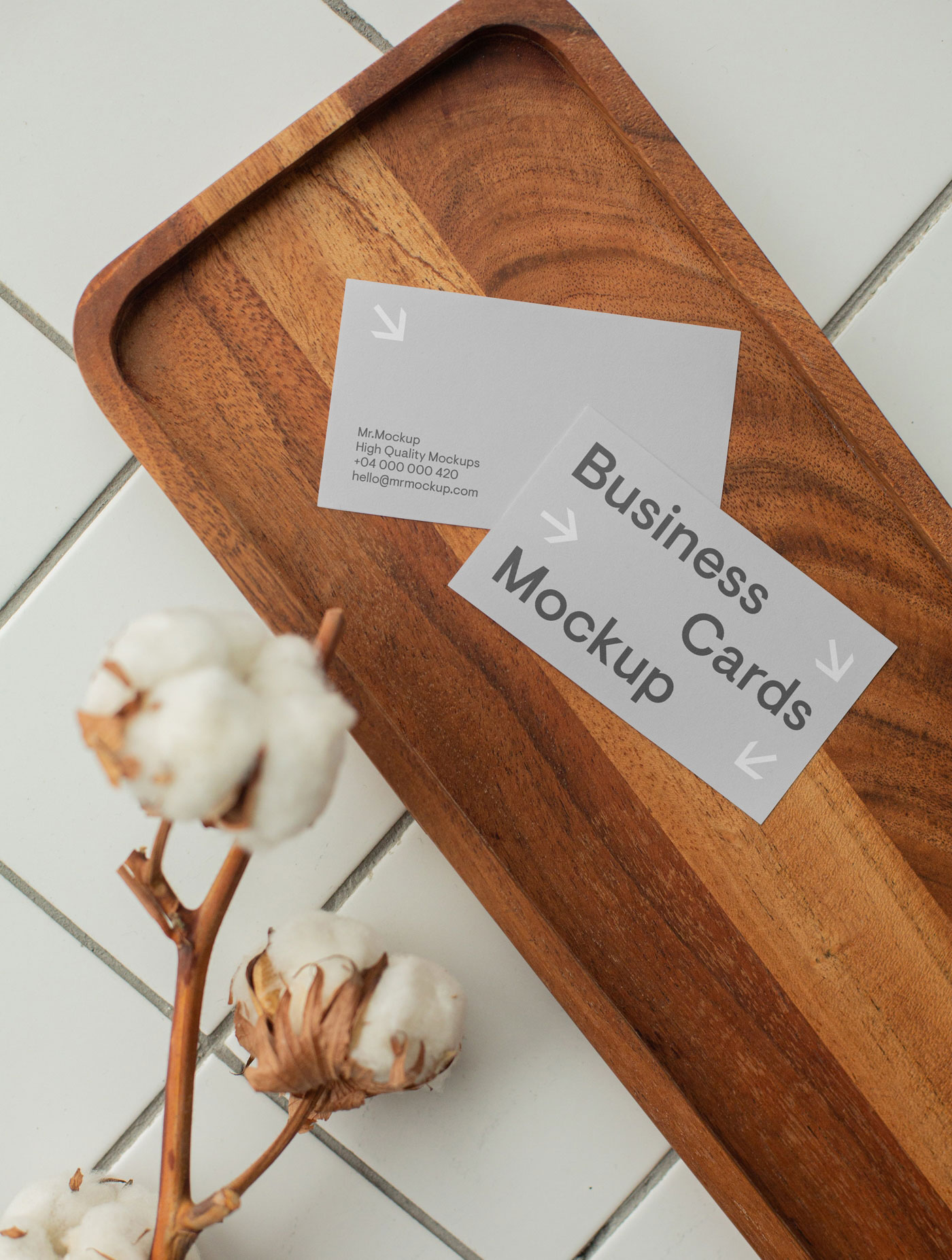 Top View of 2 Branding Business Cards Mockup FREE PSD