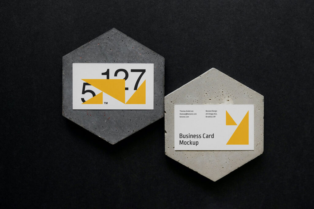Top View of 2 Business Cards Mockup