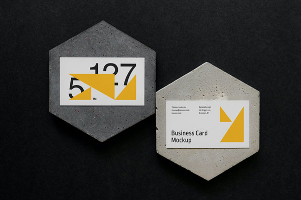 Top View of 2 Business Cards Mockup