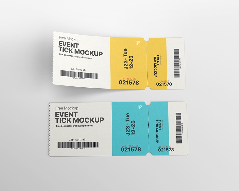 Top View of 2 Event Tickets Mockup