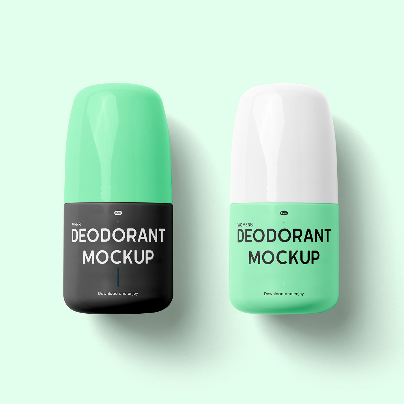 Free Top View of 2 Lying Roll-on Deodorant Mockup PSD Template